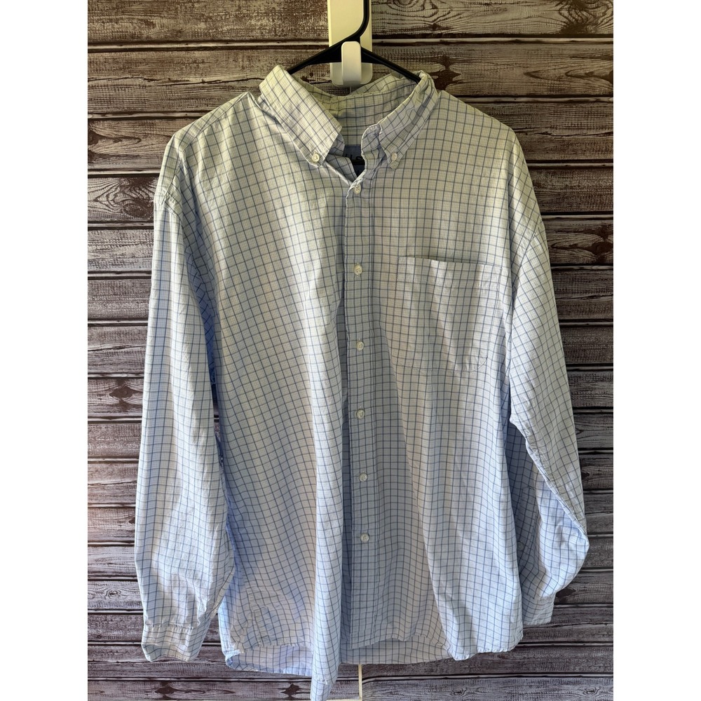 Orvis Surfwashed Men's Long-Sleeved Button-Down Shirt Size L White Blue Check